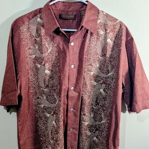 Tori Richard Honolulu Koi Print Hawaiian Shirt Large Cotton Lawn Aloha Button Up